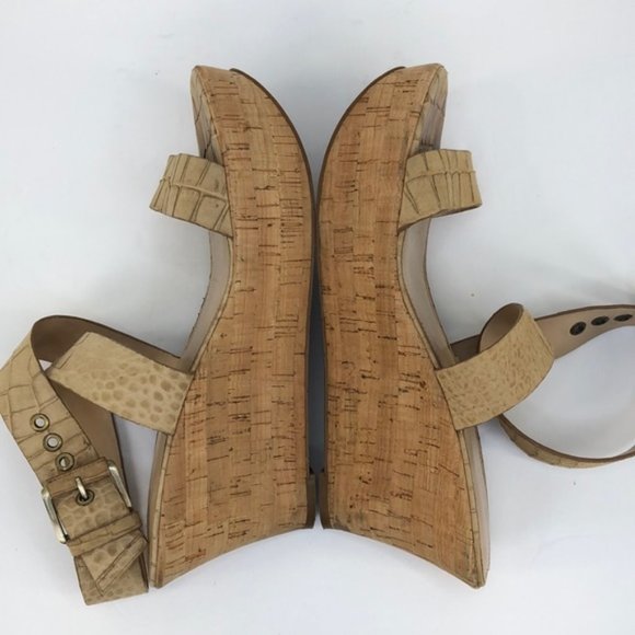 Via Spiga Ankle Wrap Cork Heel Wedges, Size 8.5 - Picture 4 of 8